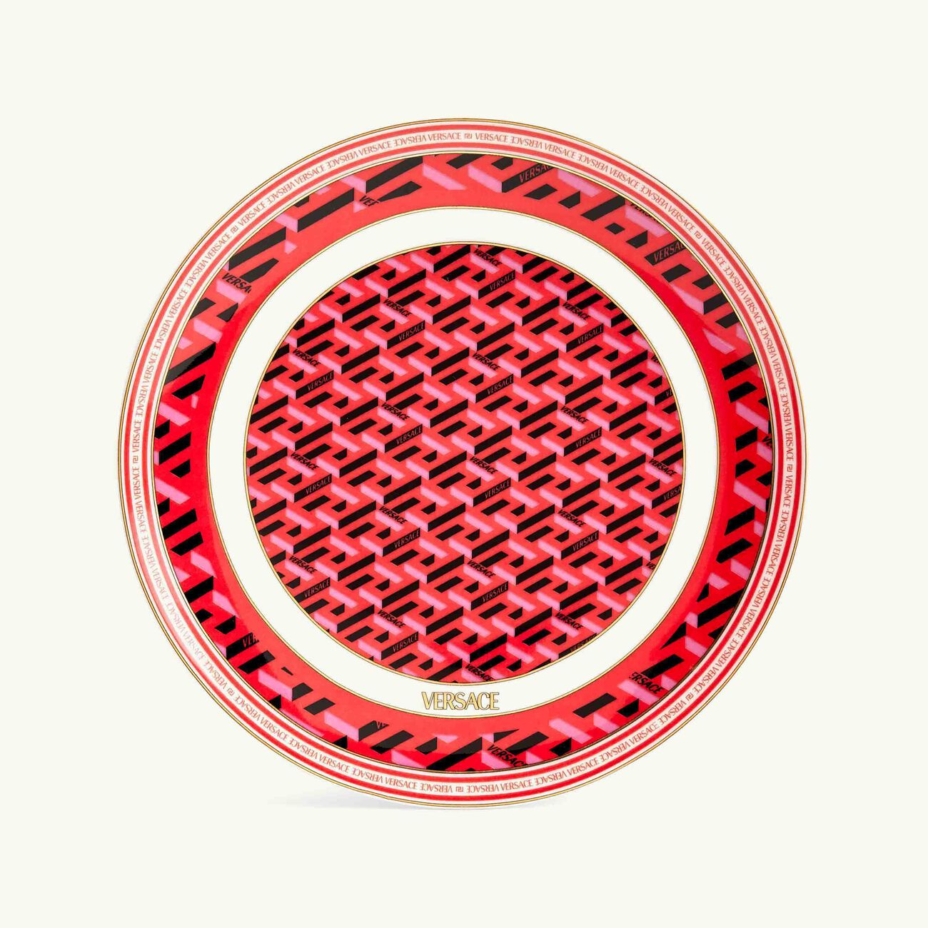 versace la greca signature bread butter plate round red 16cm