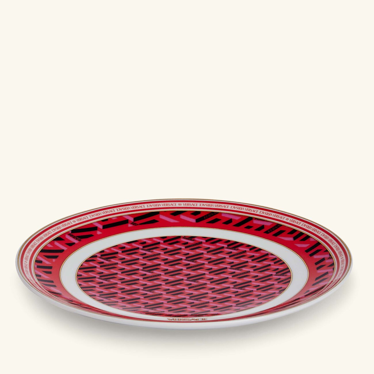 versace la greca signature bread butter plate round red 16cm