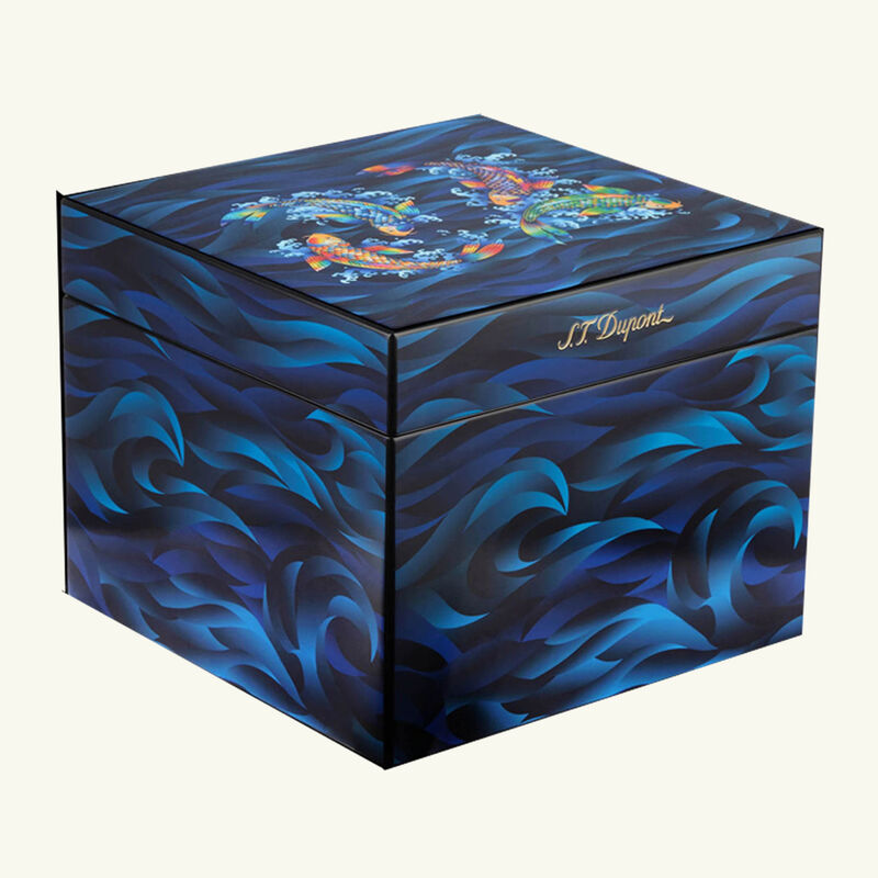 Koi Fish Cigar Humidor Blue st dupont koi fish cigar humidor blue
