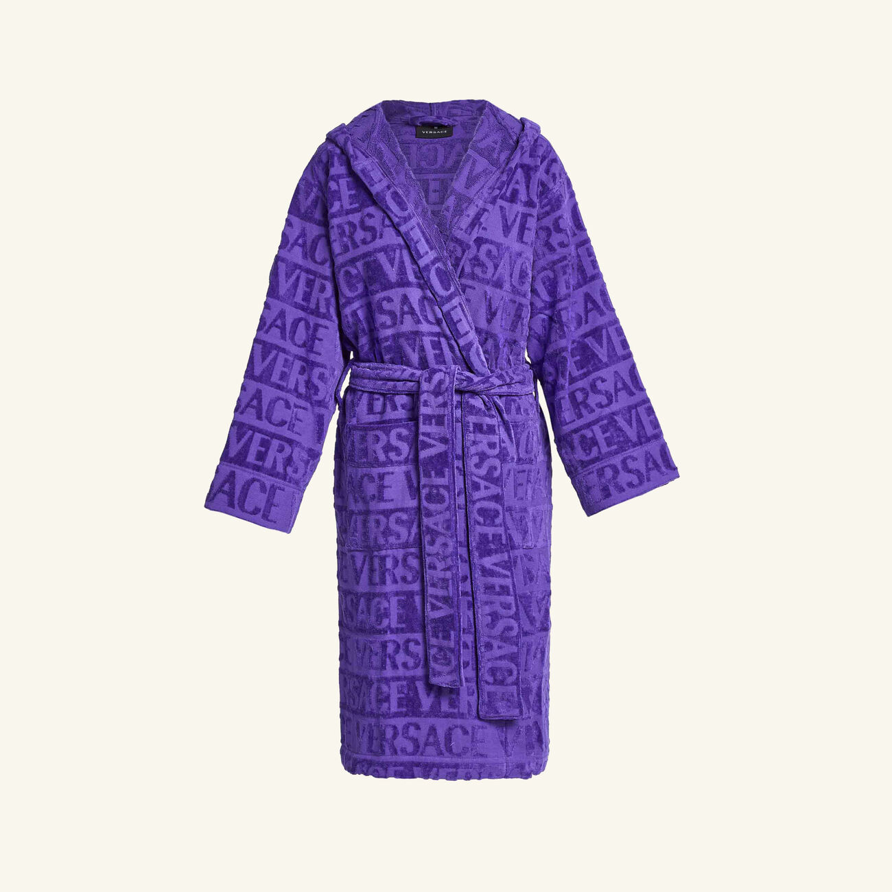 versace allover bath robe small purple