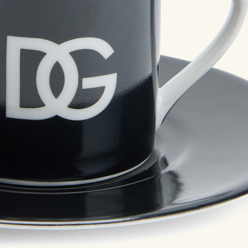 dolce gabbana casa dg logo espresso cup with saucer set of 2 black