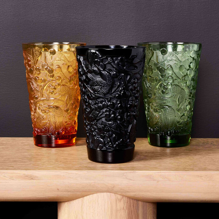 lalique merles et raisins vase small green