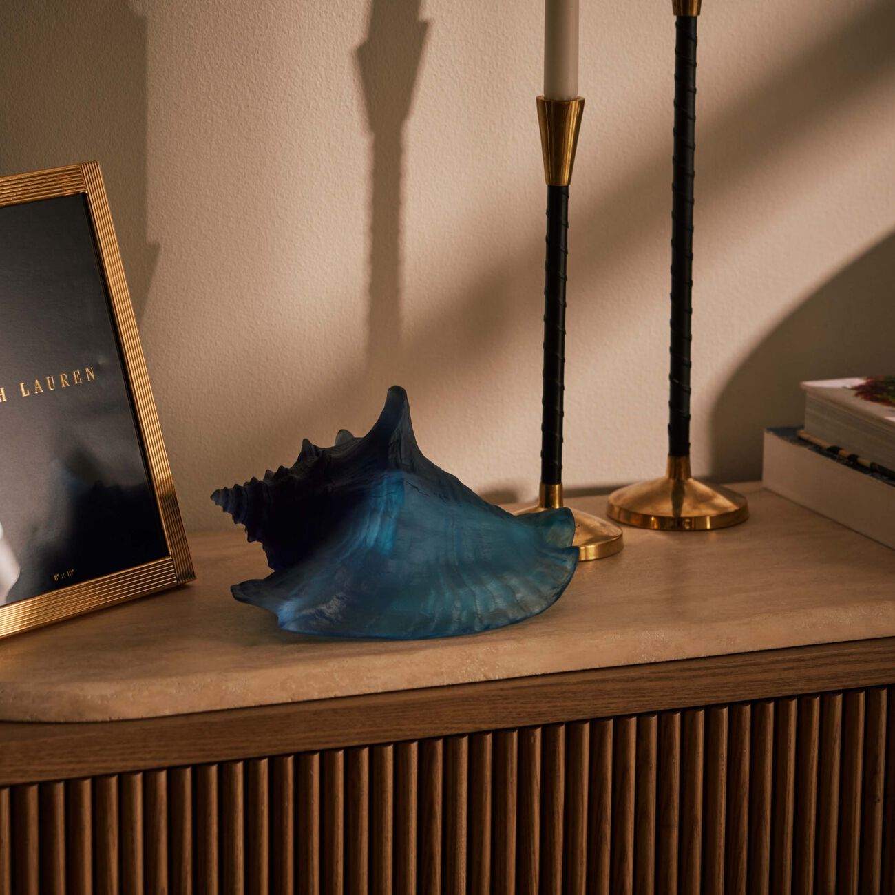 daum mer de corail conch shell figurine small blue