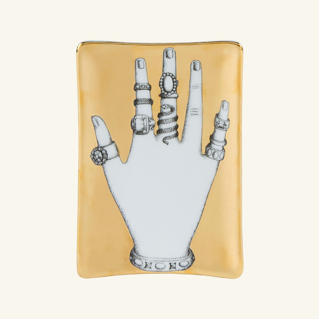 fornasetti mano con anelli ashtray rectangular small gold