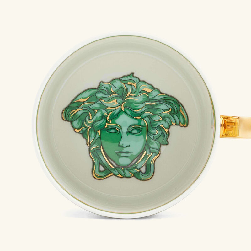 versace green coin tea cup   saucer green