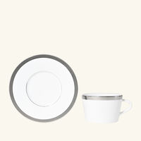 Maille Platine Moka Tea Cup & Saucer Set Of 4 White bernardaud maille platine moka tea cup saucer set of 4 white
