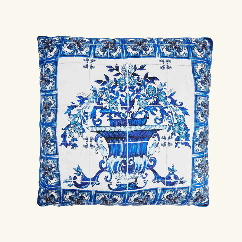 Blu Mediterraneo Silk Twill Pillow dolce gabbana casa blu mediterraneo silk twill pillow