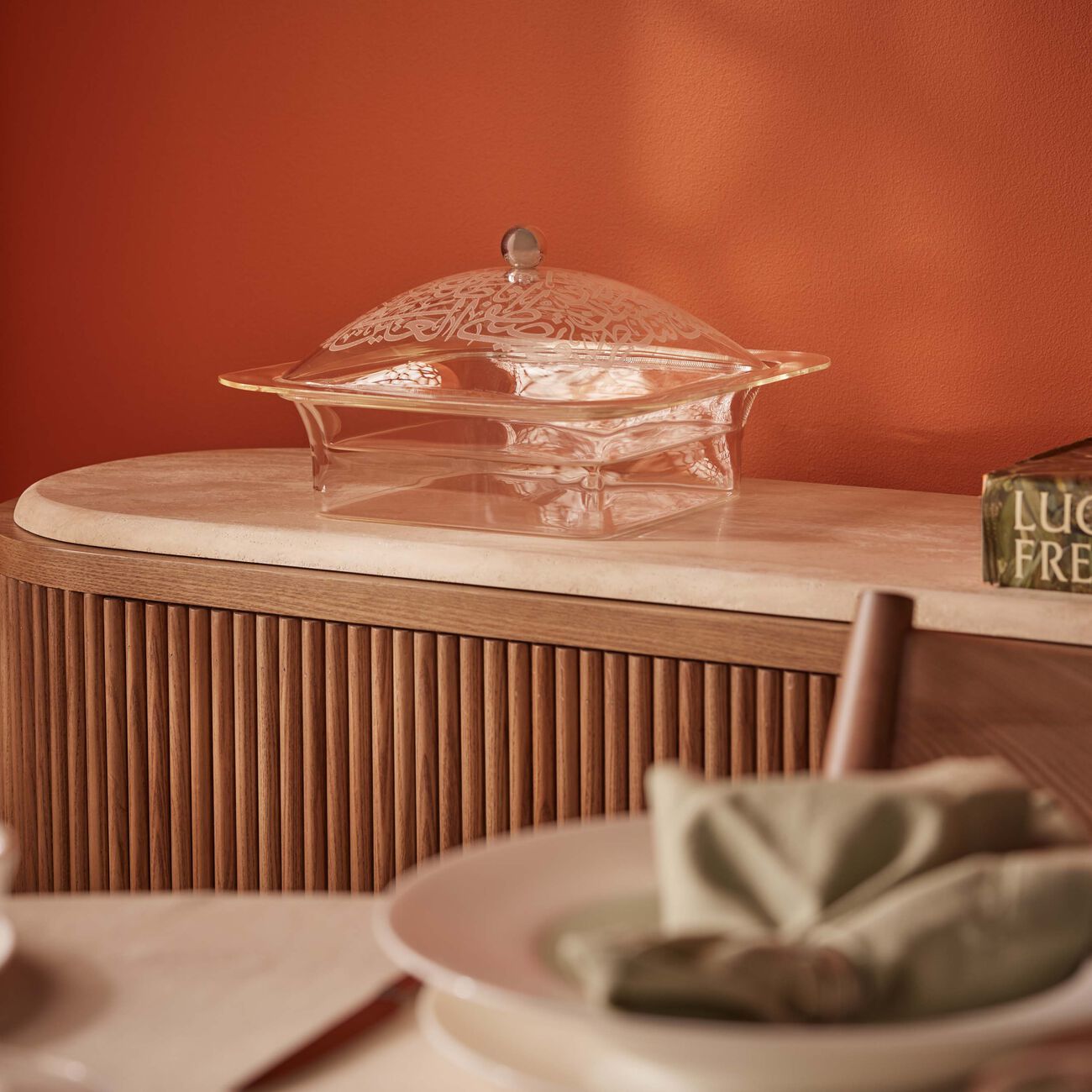 dimlaj thulut serving pot with lid clear 15cm