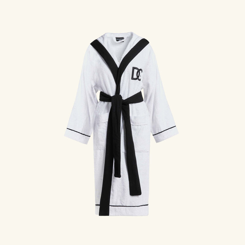 dolce gabbana casa dg logo bath robe large white