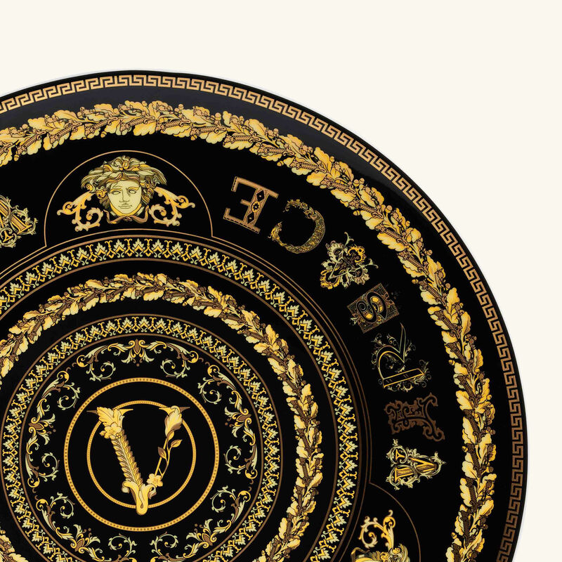 versace virtus gala plate round black 17cm
