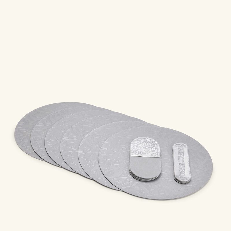 دملاج طقم نغم من إكسسوارات المائدة باللون الفضي   6 قطع