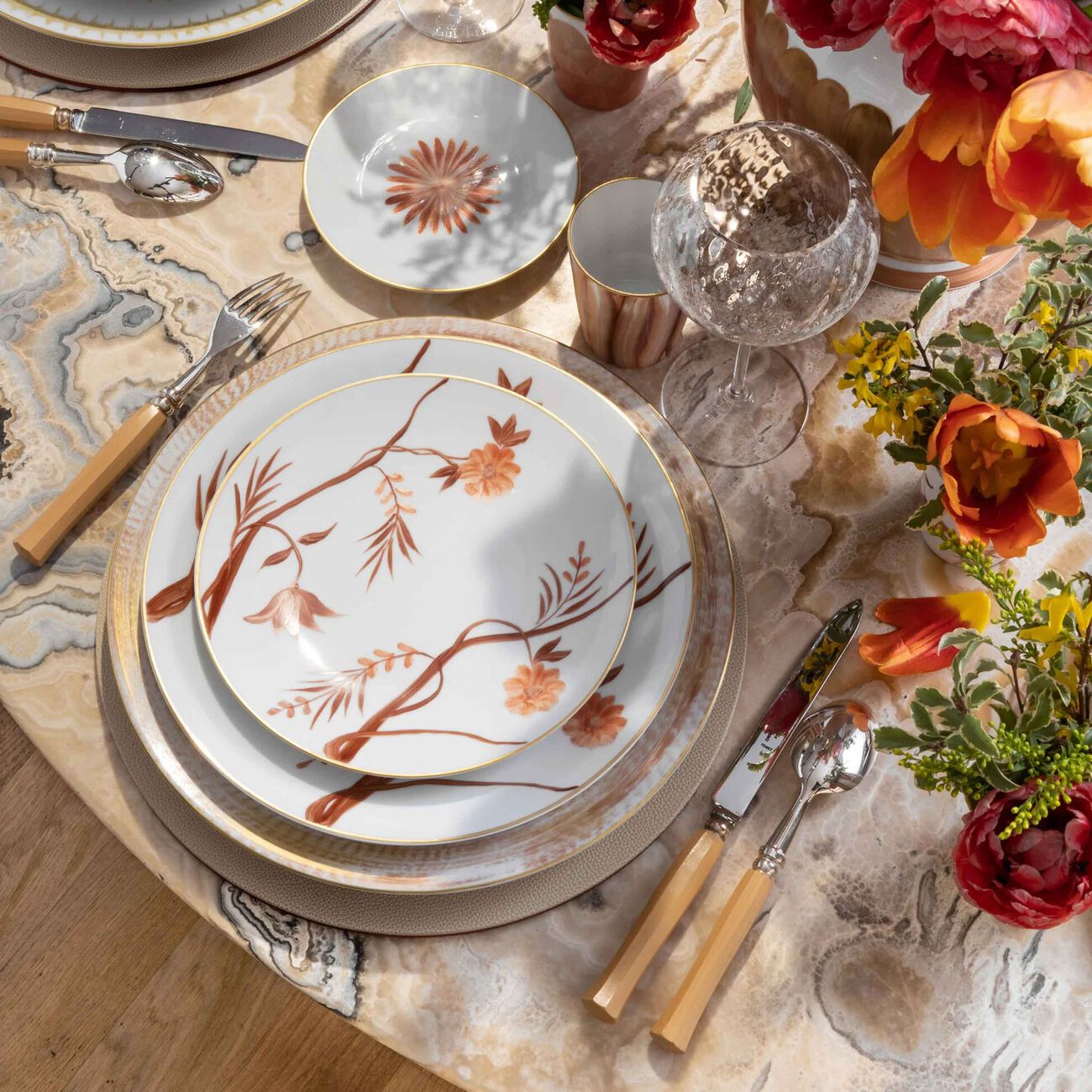 marie daage bouquet de vie orange dessert plate round orange 21cm
