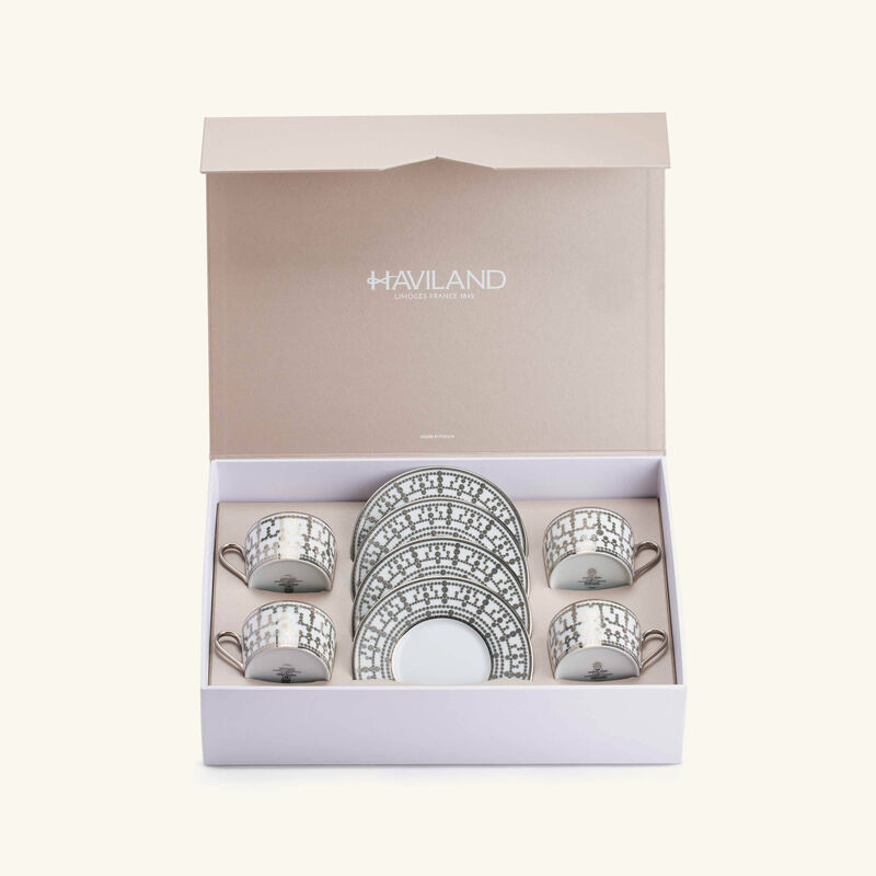 haviland tiara tea cup saucer silver set of 4