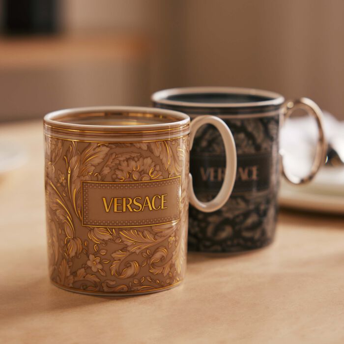 versace barocco haze   beige mug set of 2
