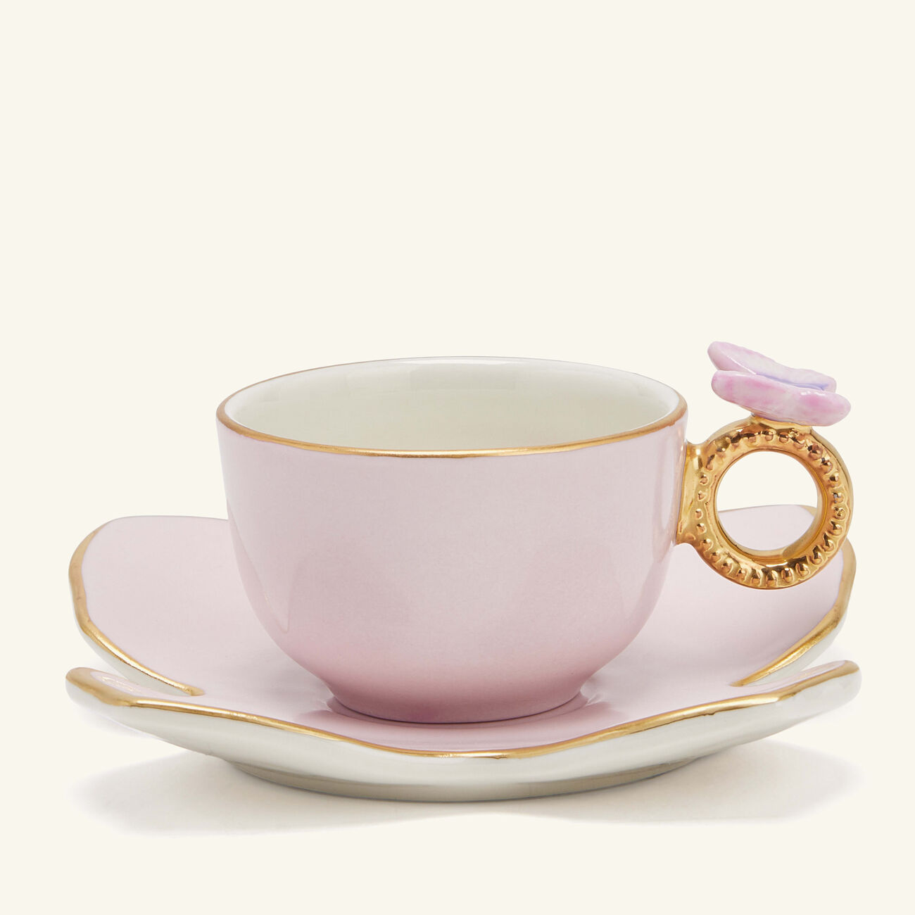 villari butterfly coffee cup saucer pink