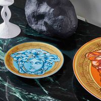 versace medusa amplified blue coin bread butter plate round blue 17cm