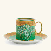 versace green coin tea cup   saucer green