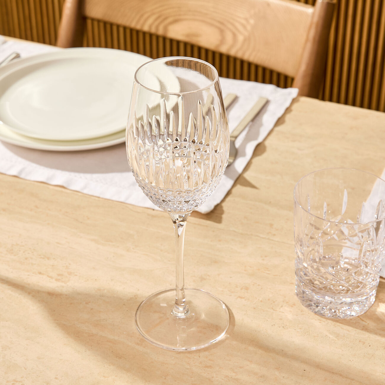 waterford lismore diamond wine glass clear set of 2