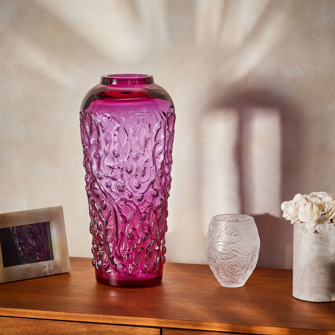 lalique mures vase large pink