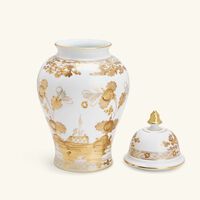 ginori 1735 oriente italiano potchie vase with cover large gold