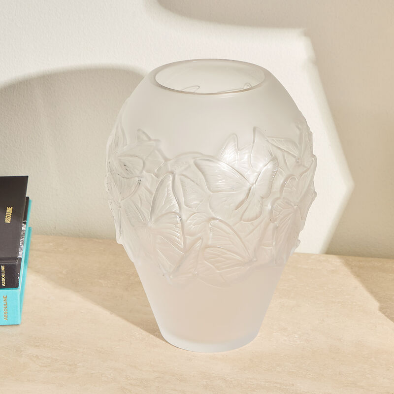 lalique papillons vase medium clear