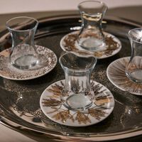 Tamrah by Razan Alazzouni Arabic Tea Cup & Saucer Gold Set of 6 silsal tamrah by razan alazzouni arabic tea cup saucer gold set of 6