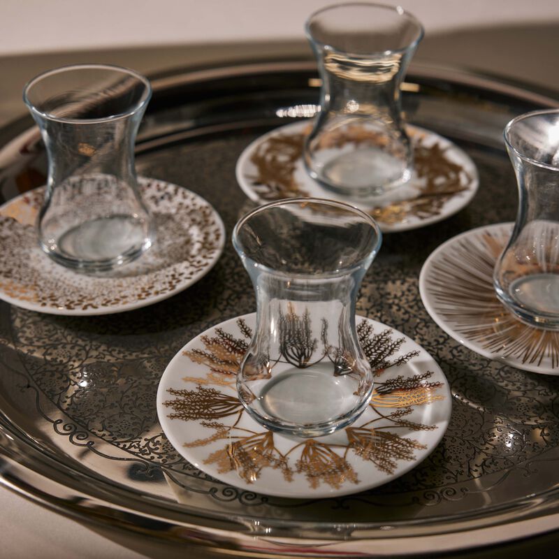 Tamrah by Razan Alazzouni Arabic Tea Cup & Saucer Gold Set of 6 silsal tamrah by razan alazzouni arabic tea cup saucer gold set of 6