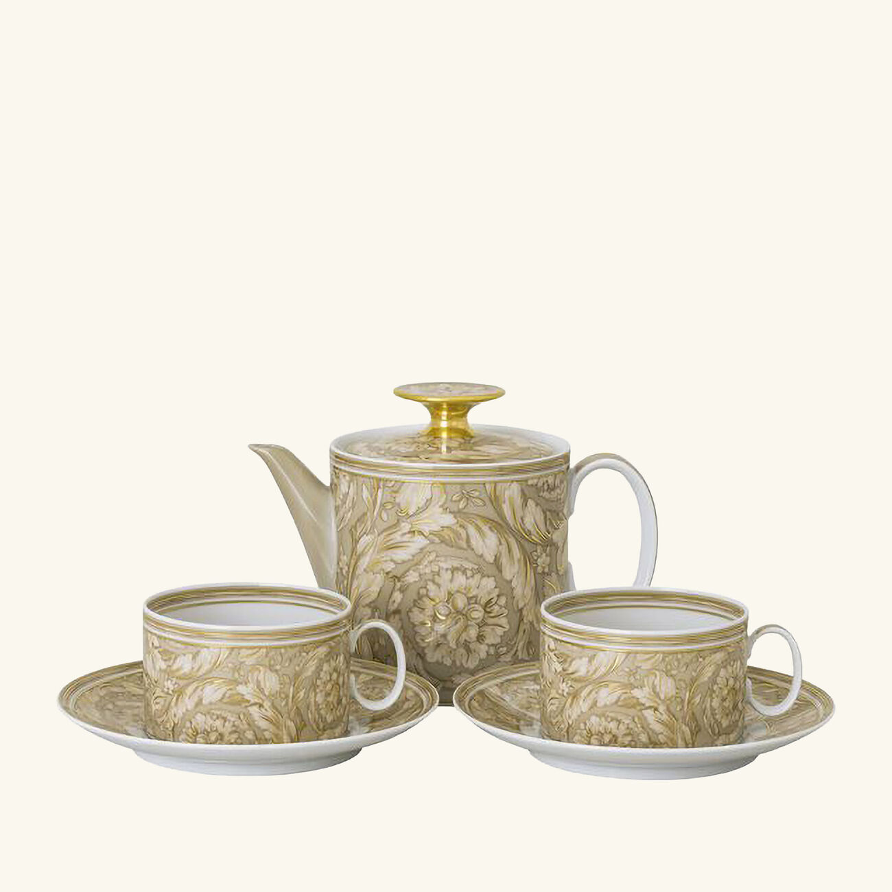 versace barocco beige tea set