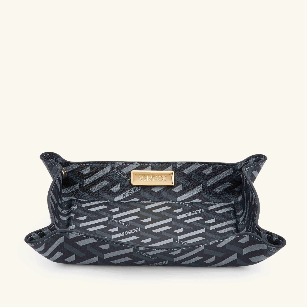 versace la greca signature trinket tray square small black