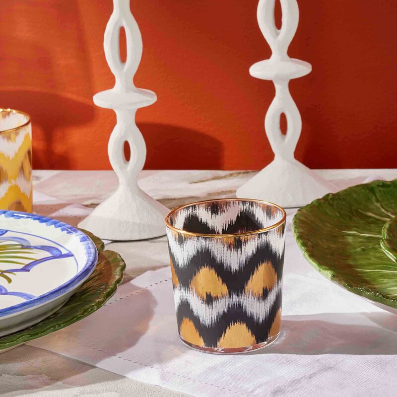 les ottomans ikat tumbler glass black