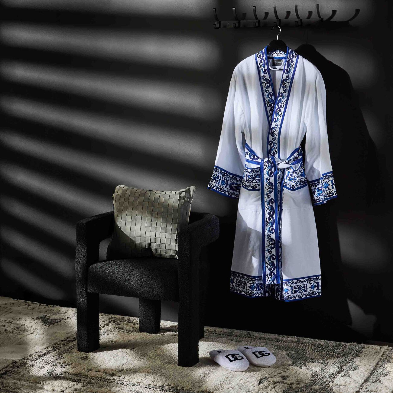 dolce gabbana casa blu mediterraneo cotton terry bath robe white