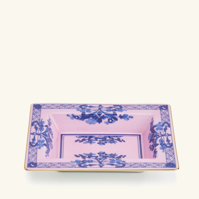 ginori 1735 oriente italiano azalea trinket tray rectangular small pink