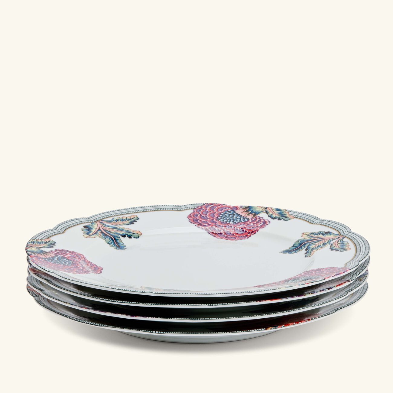 bernardaud collection braqueni dinner plate round red 26cm set of 4