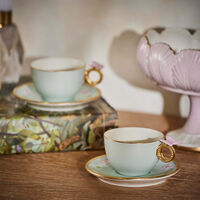 villari butterfly tea cup saucer blue