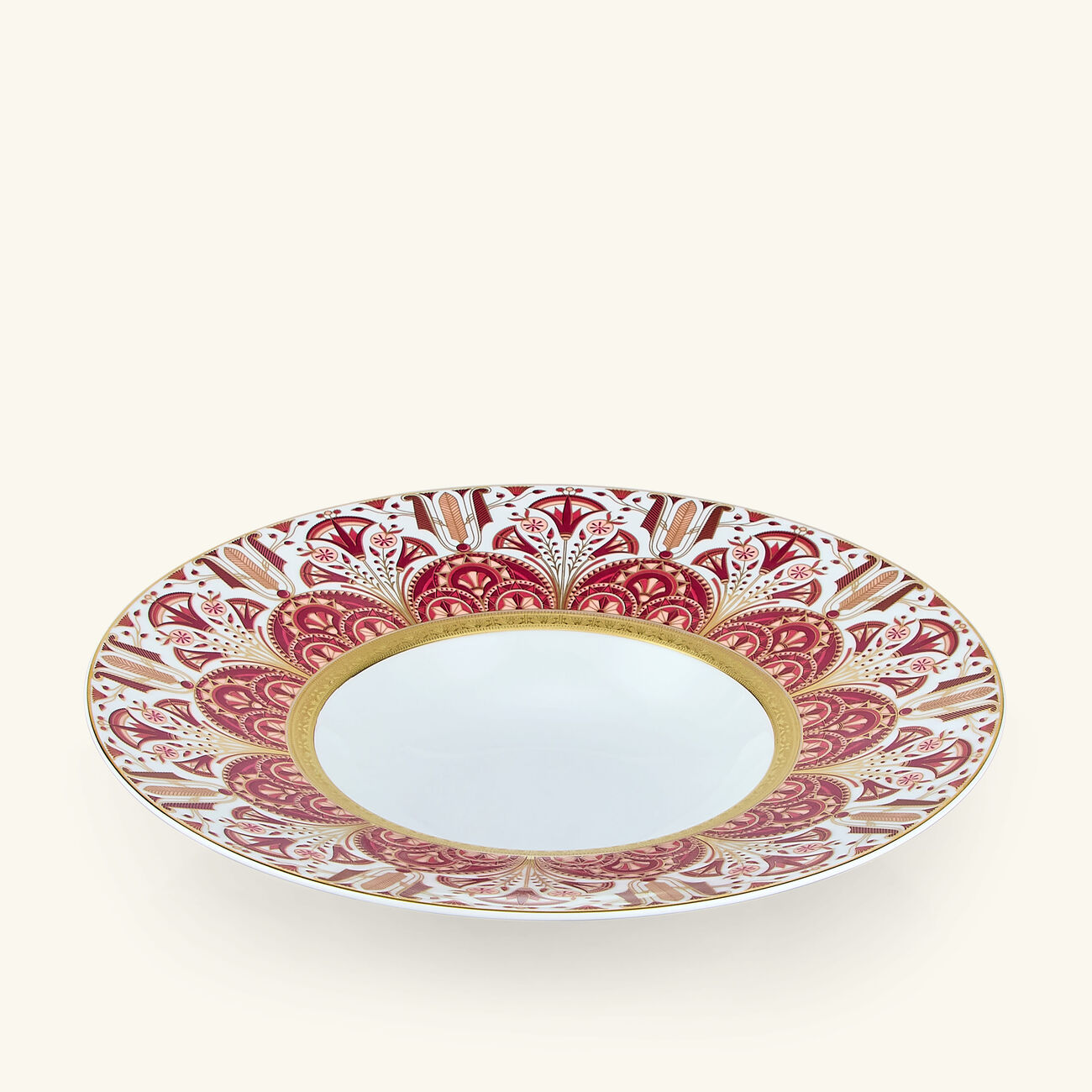 haviland reves du nil pourpre large rim soup plate red 27cm