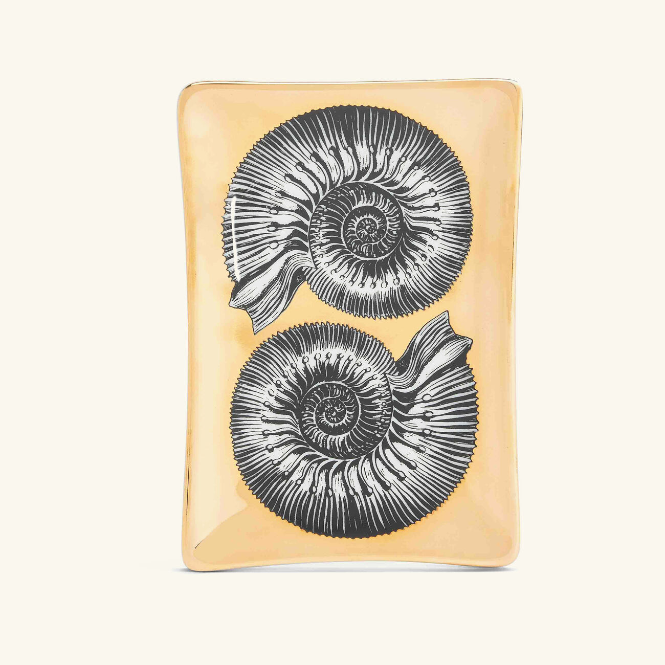 fornasetti giro di conchiglie ashtray rectangular small gold