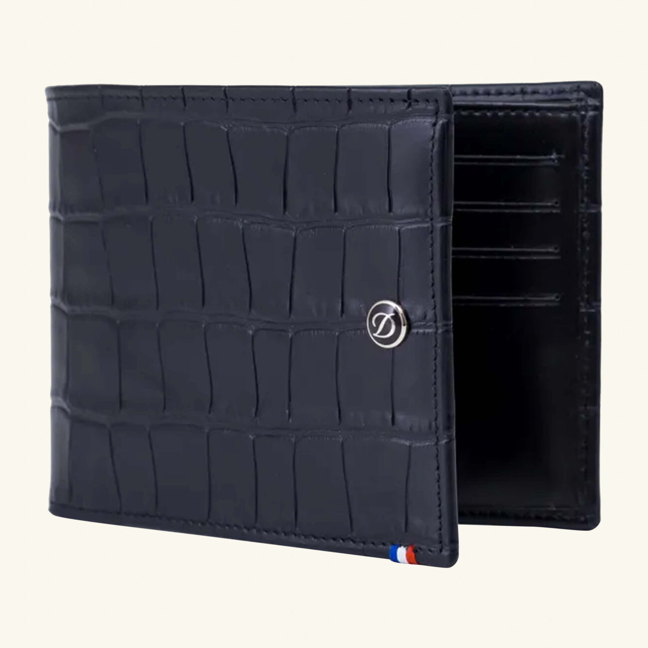 st dupont croco dandy leather wallet black