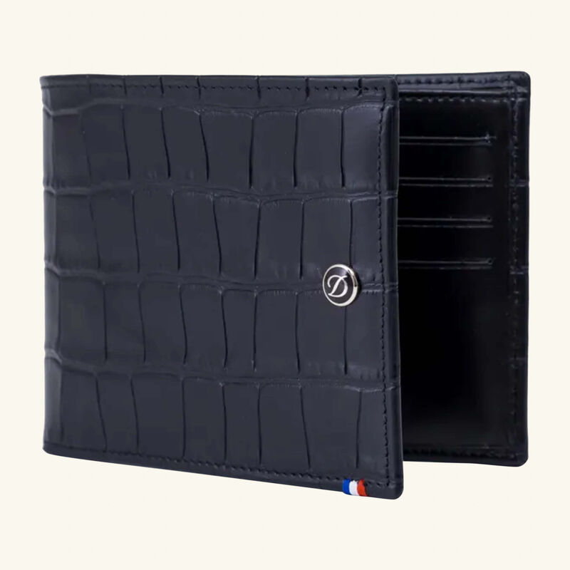 st dupont croco dandy leather wallet black