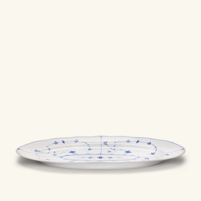 رويال كوبنهاغن طبق التقديم بلو فلوتد بلاين بيضاوي أبيض 60 سم