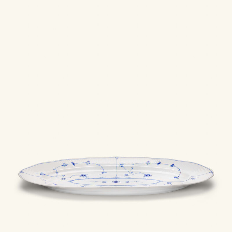 رويال كوبنهاغن طبق التقديم بلو فلوتد بلاين بيضاوي أبيض 60 سم