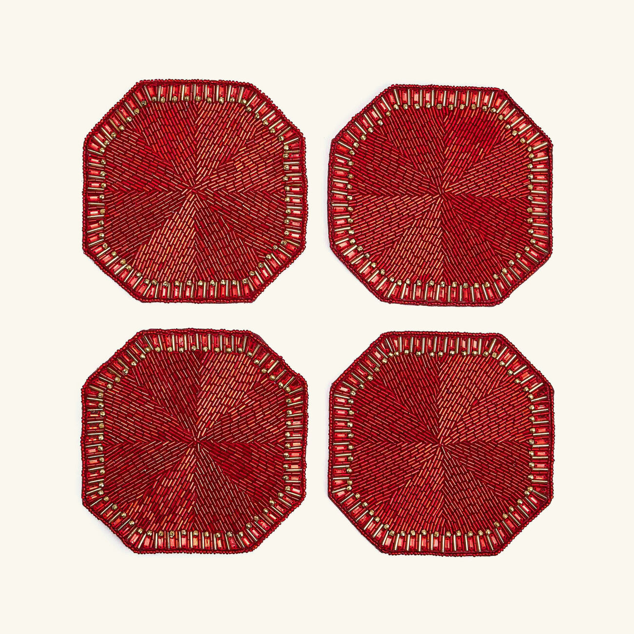 kim seybert louxor coaster red set of 4