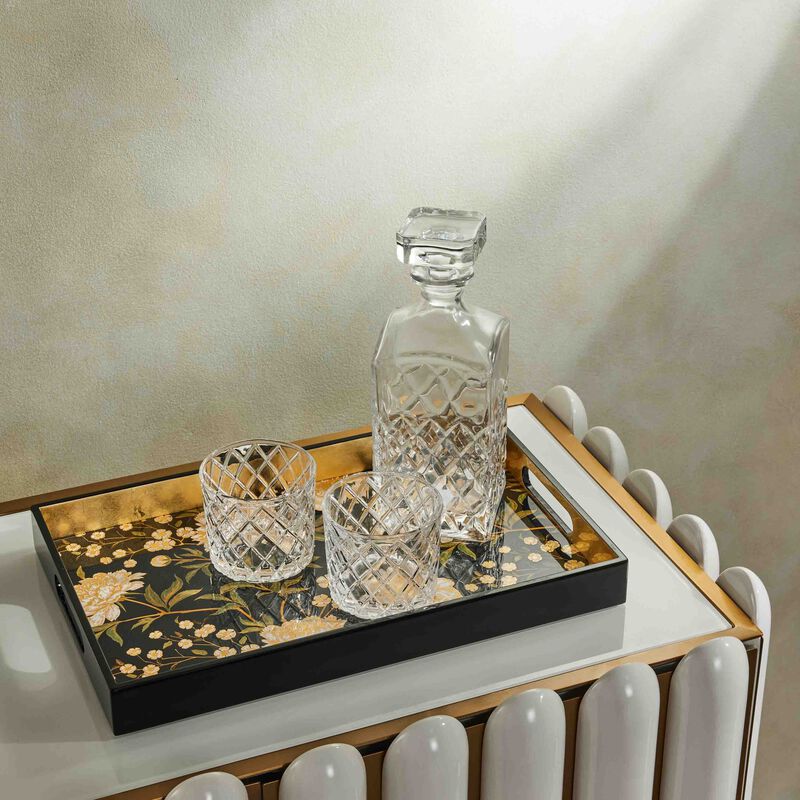 صينية مطلية بالورنيش مستطيلة كبيرة سوداء لي أوتومان صينية مطلية بالورنيش مستطيلة كبيرة سوداء