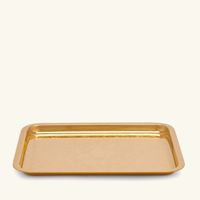 christofle jardin d eden serving tray rectangular small gold