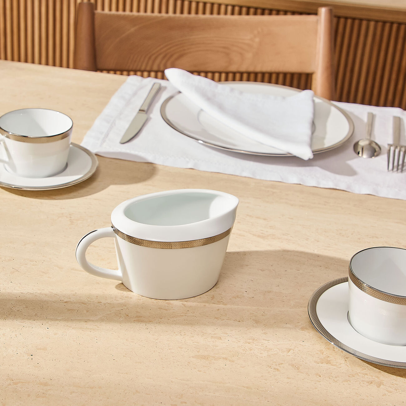 bernardaud maille platine gravy boat white