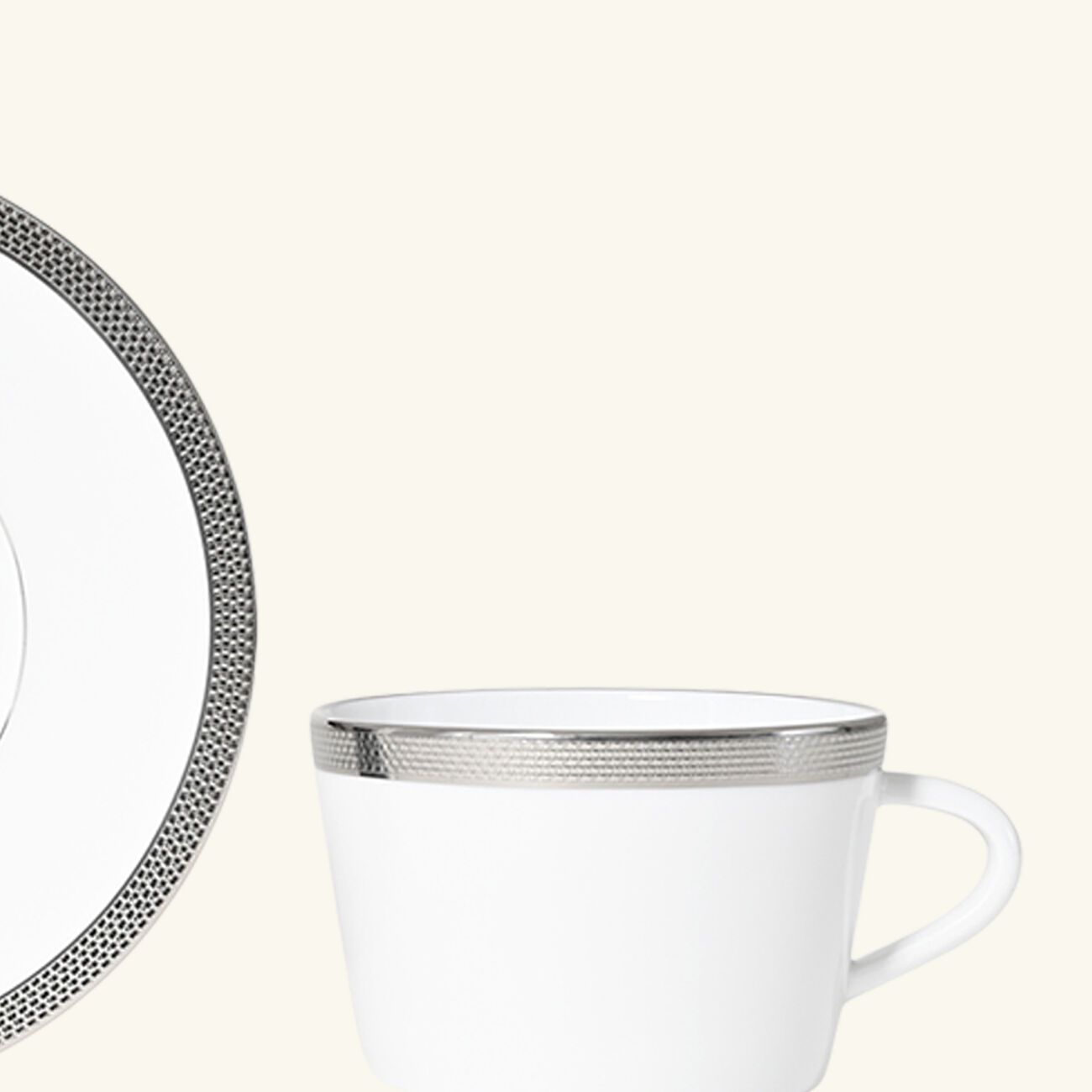 bernardaud maille platine tea cup   saucer white