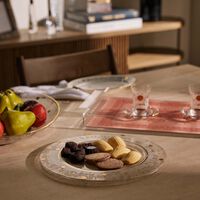 دملاج طبق الضيافة حياة شفاف بتصميم دائري 32 سم