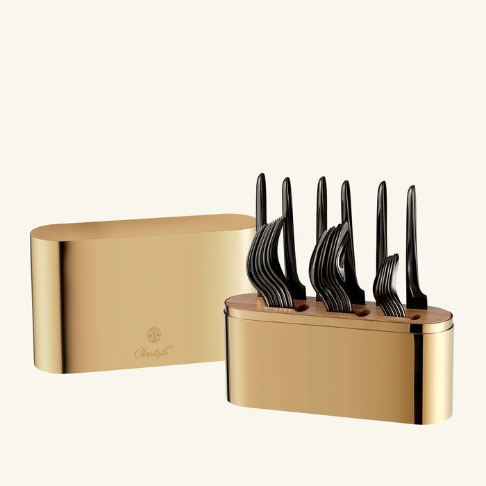 christofle concorde cutlery case gold