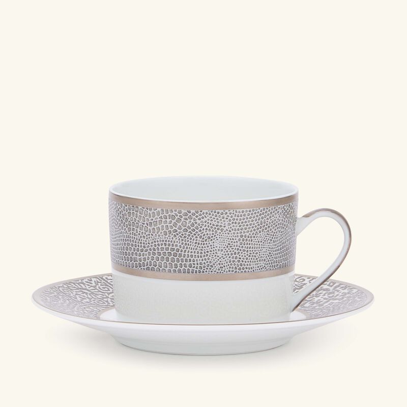 Sauvage Blanc Tea Cup & Saucer Silver bernardaud sauvage blanc tea cup saucer silver