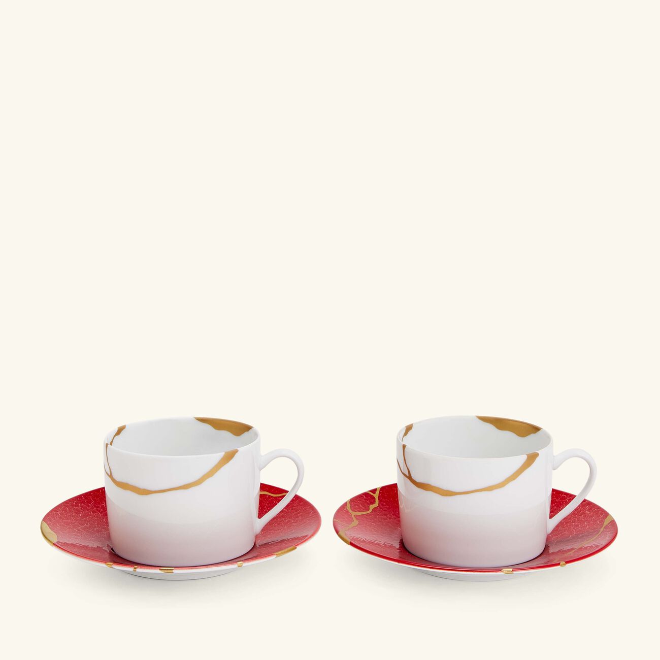 برناردو kintsugi rouge teacups and saucers   set of 2