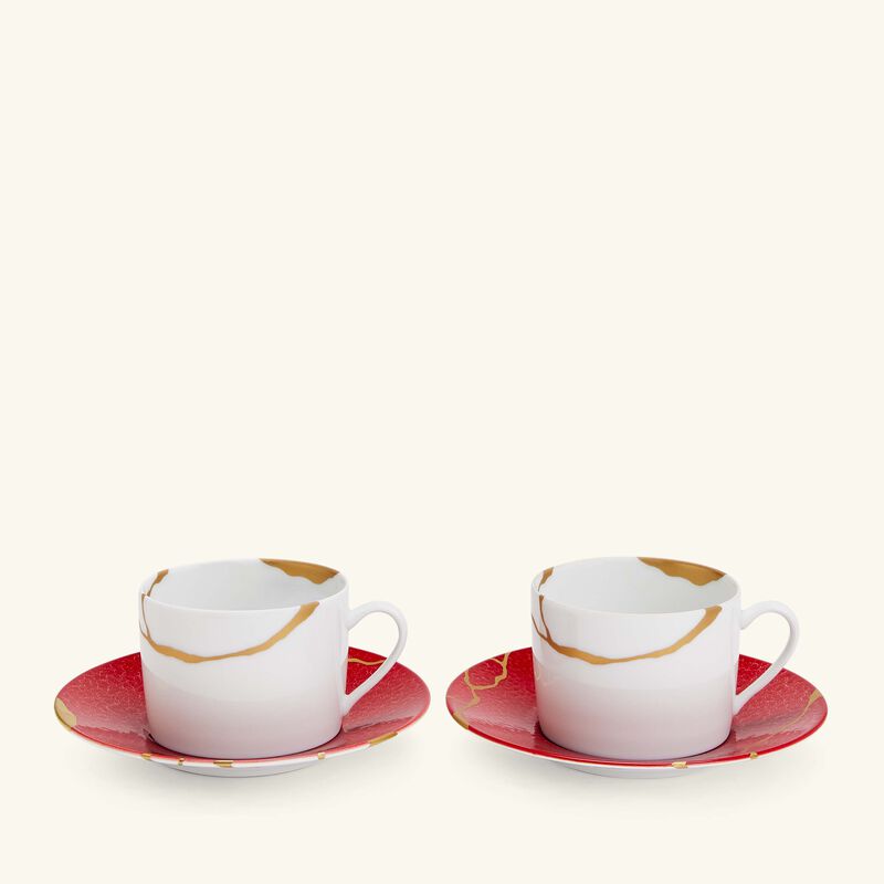 برناردو kintsugi rouge teacups and saucers   set of 2